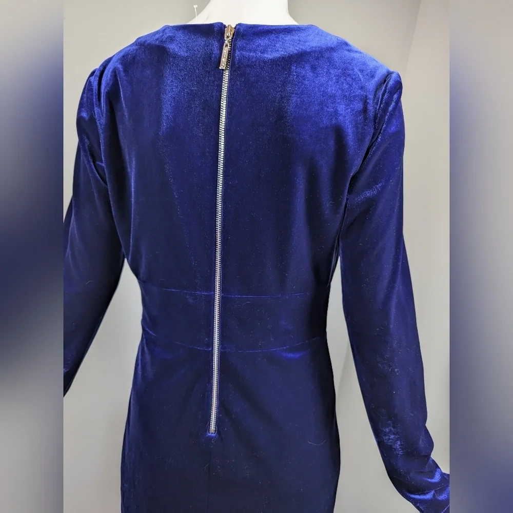 Marciano Blue Velvet Mini Dress Long Sleeve Holiday Christmas Small - Picture 10 of 11